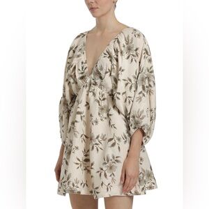 FREE PEOPLE | Portia Floral Linen Blend V-Neck Dress